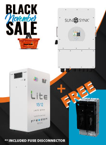 Black November SPECIAL Combo Deal Sunsynk 12kW 3ph Hybrid with 1 x Freedom Won Lite Home 15/12